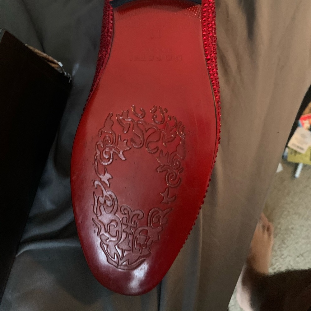 Moretti Red Rhinestone Loafers - Picture 3 of 6